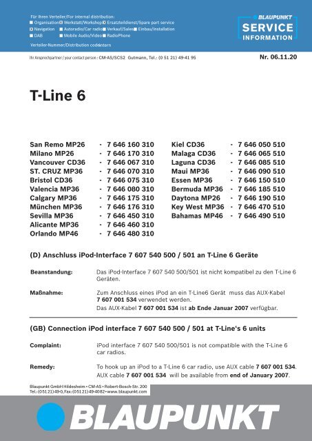 Technische Info 2006 - Blaupunkt