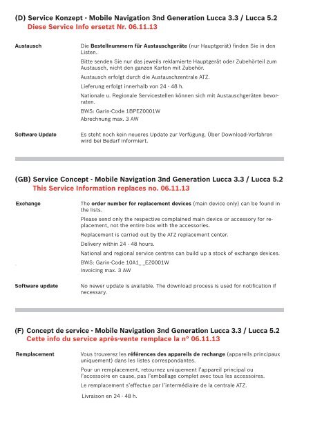 Technische Info 2006 - Blaupunkt