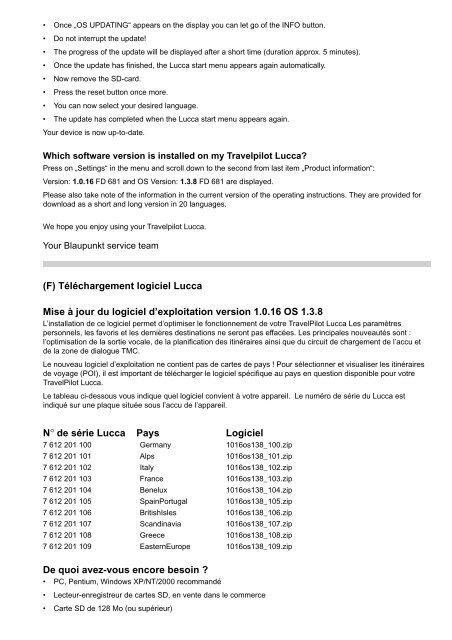 Technische Info 2006 - Blaupunkt