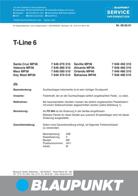 Technische Info 2006 - Blaupunkt