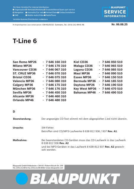 Technische Info 2006 - Blaupunkt