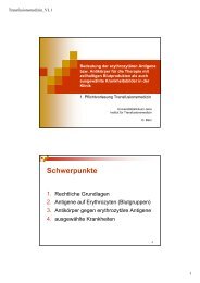 Schwerpunkte - Institut für Transfusionsmedizin