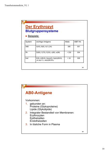 Schwerpunkte - Institut für Transfusionsmedizin