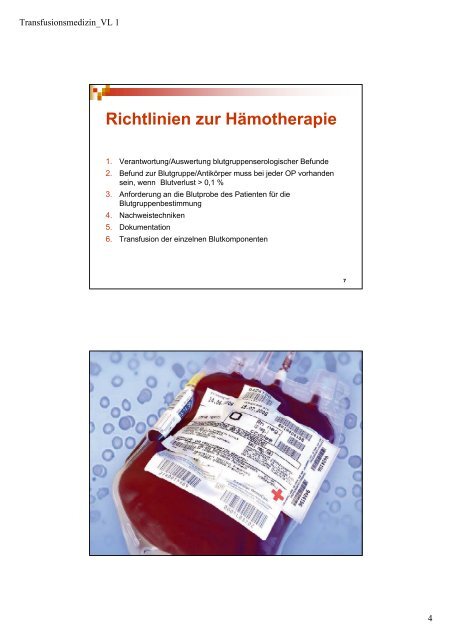 Schwerpunkte - Institut für Transfusionsmedizin