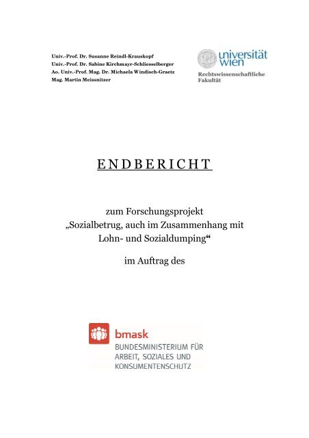 Endbericht Zum Forschungsprojekt Sozialbetrug Auch Im - 