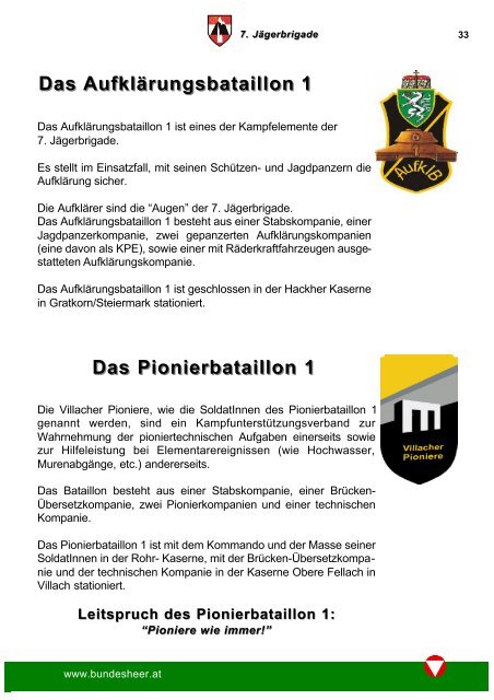 Die 7. Jägerbrigade - Österreichs Bundesheer