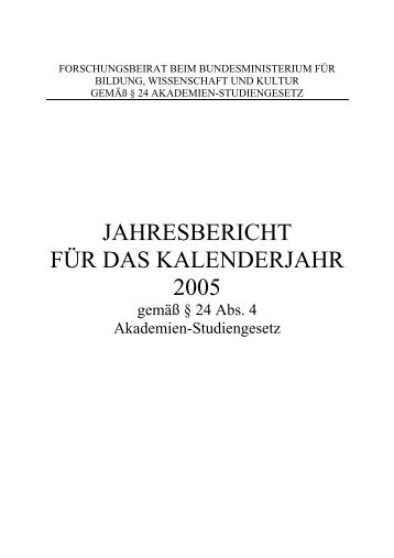 Jahresbericht 2005, pdf - Bundesministerium für Unterricht, Kunst ...