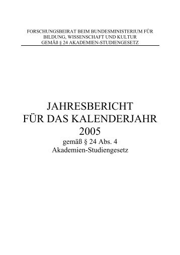 Jahresbericht 2005, pdf - Bundesministerium für Unterricht, Kunst ...