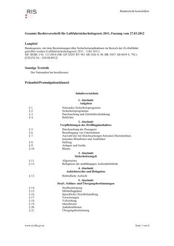 Luftfahrtsicherheitsgesetz 2011 (pdf 205 KB) - Bundesministerium ...