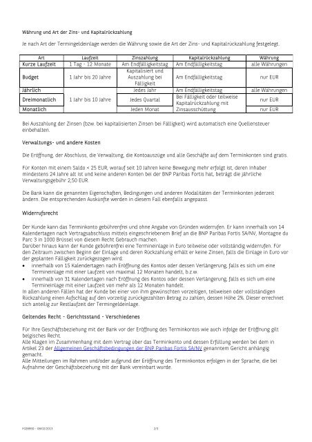 Vorvertragliche Information - BNP Paribas Fortis