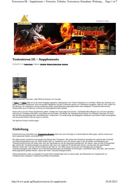 Testosteron III – Supplements Einleitung - Body-Coaches