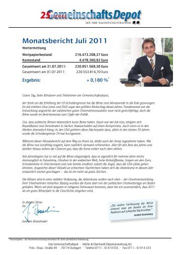 Monatsbericht Juli 2011 - Börse Aktuell