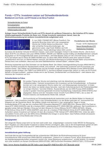 Fonds + ETFs: Investoren setzen auf ... - Börse Frankfurt