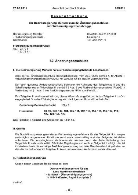 BM der Bezirksregierung Münster zum 82 ... - Stadt Borken