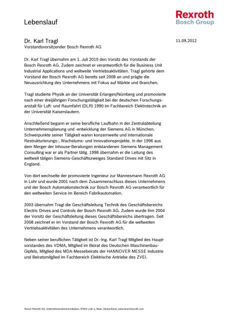 Lebenslauf Dr K Tragl Pdf Bosch Rexroth
