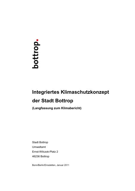 Langfassung des Integrierten Klimaschutzkonzeptes der Stadt Bottrop