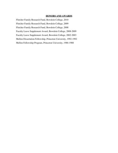 Full curriculum vitae in pdf form - Bowdoin College