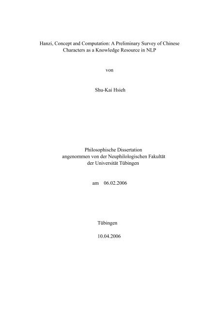 Hanzi Concept And Computation Tobias Lib Universitat Tubingen