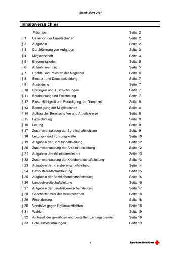 Ordnung der BRK-Bereitschaften