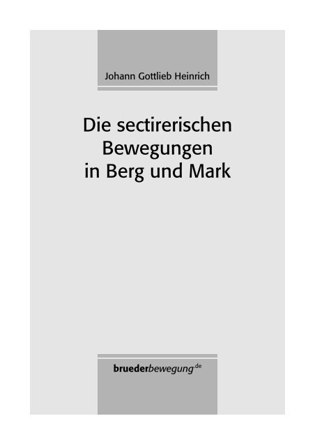 Die sectirerischen Bewegungen in Berg und Mark