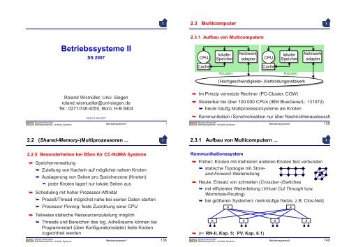 Betriebssysteme II - Betriebssysteme und verteilte Systeme