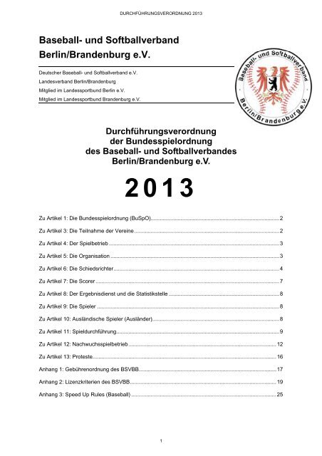 Baseball- und Softballverband Berlin/Brandenburg e.V. - BSVBB