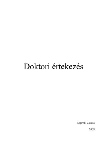 Doktori értekezés - Pázmány Péter Katolikus Egyetem