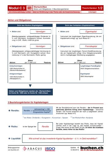 Modul C 3 - Buchen.ch