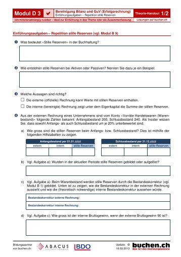 PDF-Download Modul D 3 ohne Lösung - Buchen.ch