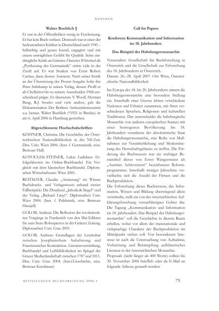 Mitteilungen der Gesellschaft für Buchforschung in Österreich 2006-1