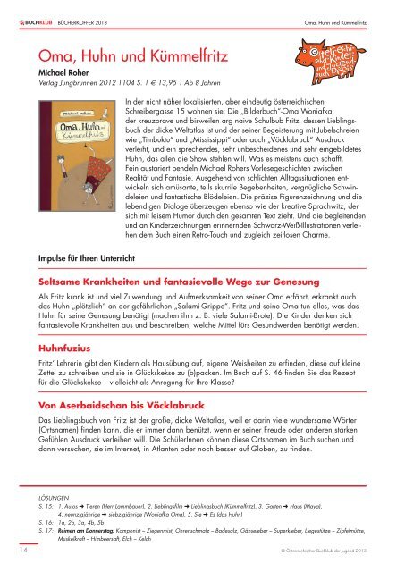 Unterrichtsmaterialien zu den Preisbüchern 2013 - Buchklub der ...