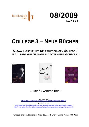 Auswahl Neuerwerbungen College3 09 08 - Büchereien Wien