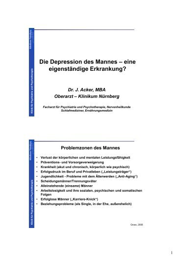 Die Depression des Mannes – eine eigenständige Erkrankung?