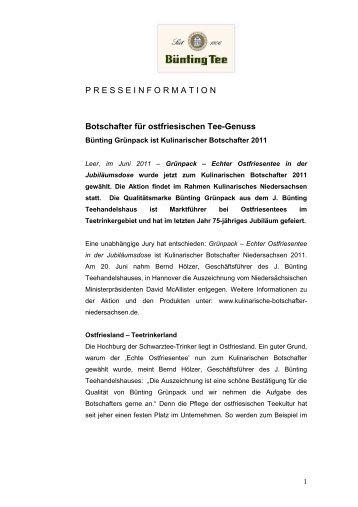 Presseinformation_Bünting Grünpack ist Kulinarischer Botschafter