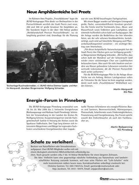 BUNDmagazin Schleswig-Holstein 1/2006 Naturschutz auf dem ...