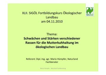 Schwächen und Stärken verschiedener Rassen für - BUND ...