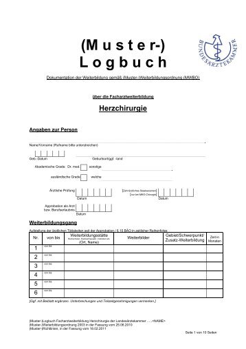 (Muster-)Logbuch FA Herzchirurgie - Bundesärztekammer