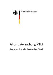 Sektoruntersuchung Milch - Zwischenbericht 2009 - Bundeskartellamt