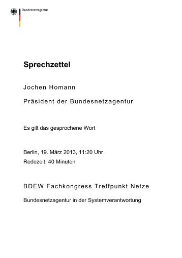 Sprechzettel (pdf, 893 KB) - Bundesnetzagentur