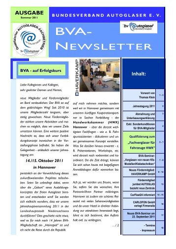 BVA-Newsletter - Bundesverband Autoglaser eV