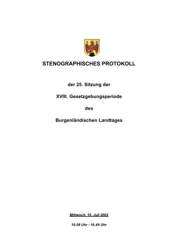 Protokoll 25. Sitzung - Burgenland.at