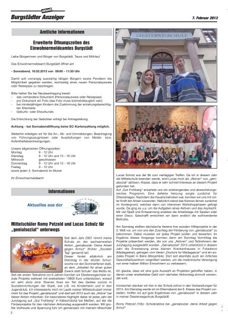 1. Ausgabe 07.02.2013 - Burgstädt