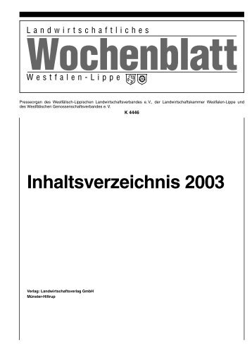 2003 - Landwirtschaftliches Wochenblatt Westfalen-Lippe