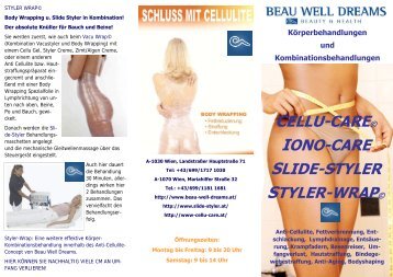 CELLU-CARE© IONO-CARE SLIDE-STYLER STYLER-WRAP© beau well dreams, high care austria, high care center, high care lounge