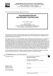 PHASENORIENTIERTES BAUPROJEKT-CONTROLLING - BWI-Bau