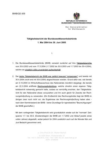 Tätigkeitsbericht 2004/2005 PDF 195kB - BWB