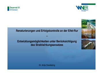 Renaturierungen und Erfolgskontrolle an der Eifel-Rur ... - BWK