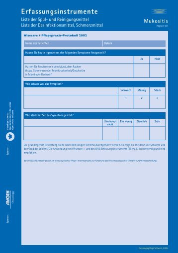 Mukositis Erfassungsinstrumente - Careum Weiterbildung, Aarau