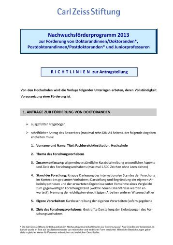 Richtlinien - Carl Zeiss Stiftung