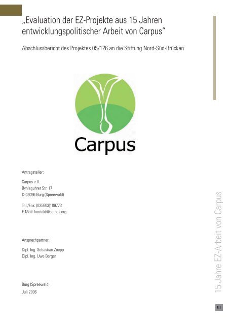 geht es zum Projektbericht - Carpus eV